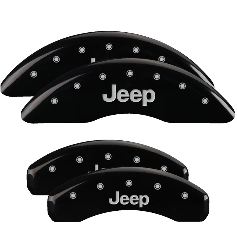 42026SJEPBK – MGP CALIPER Caliper Cover, Jeep Logo Powder Coated Black Aluminum Set Of 4